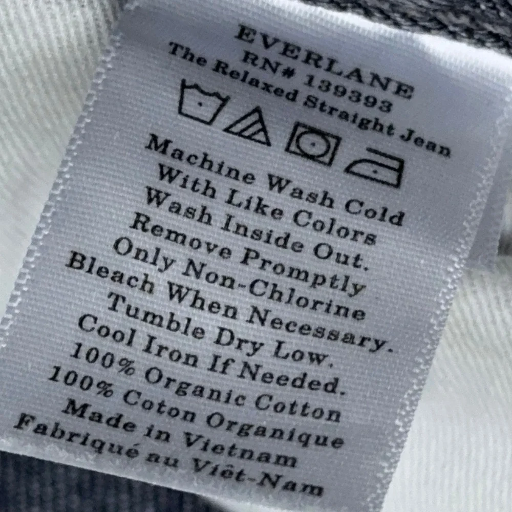 Everlane The Relaxed Straight Jean Women 31 (35x27.5) Organic Cotton Button Fly